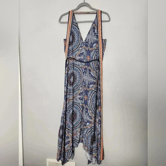 Ramy Brooke Vanna Rope Tie Boho Printed Midi Dress sz Small - Picture 4 of 10